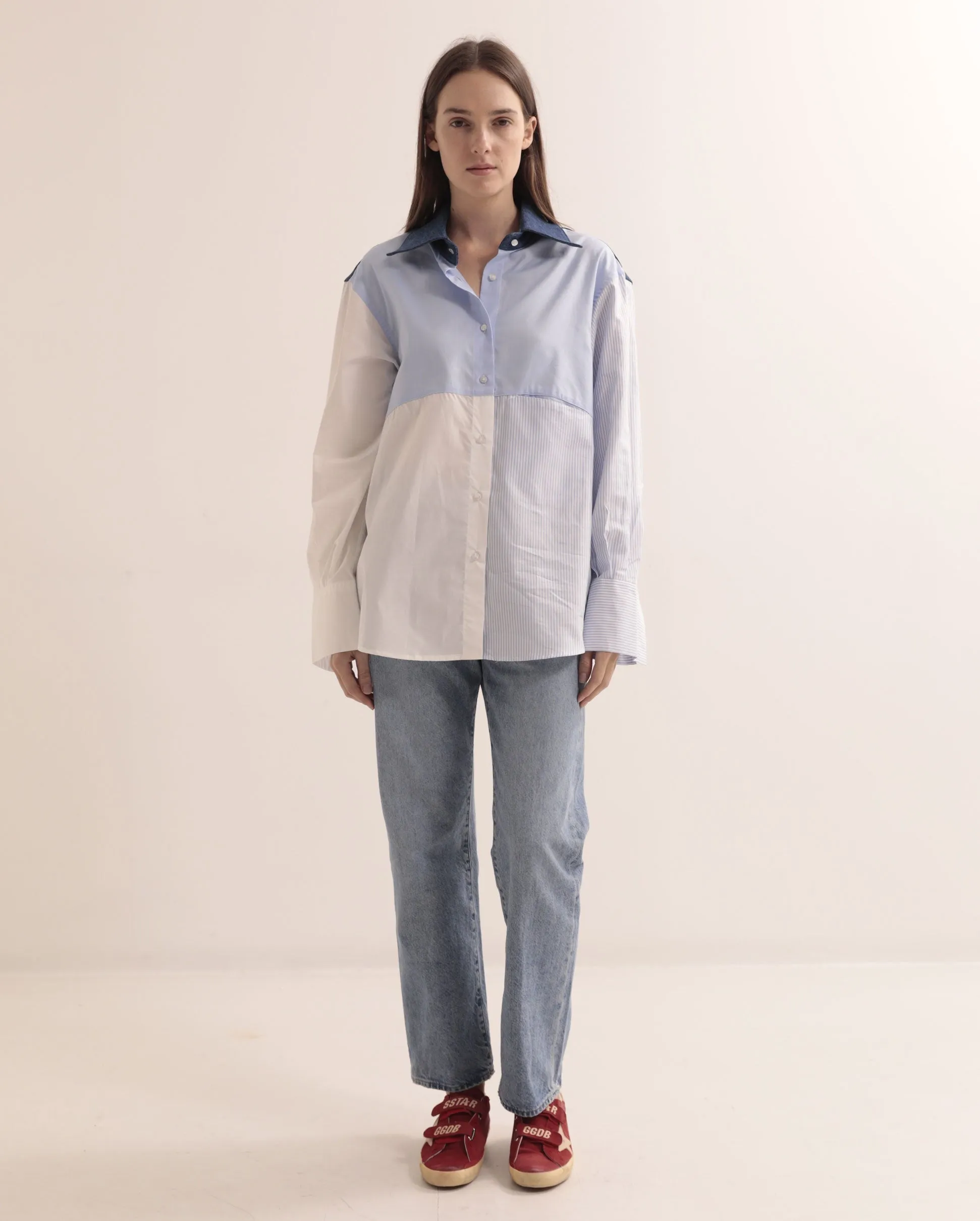 AGATA SHIRT / BLUE DENIM PATCHES