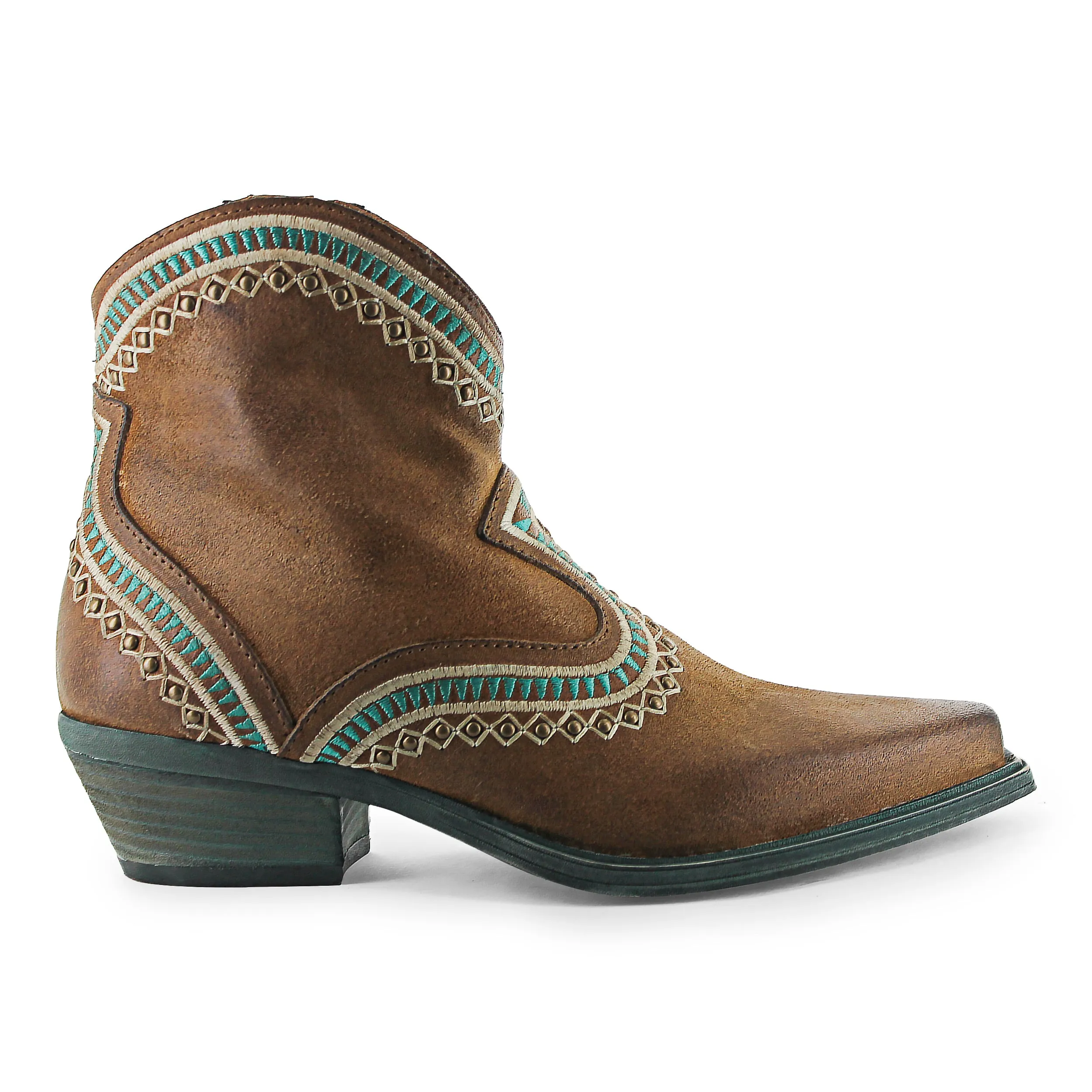 Apache04 - Brown Ankle Western Turquoise