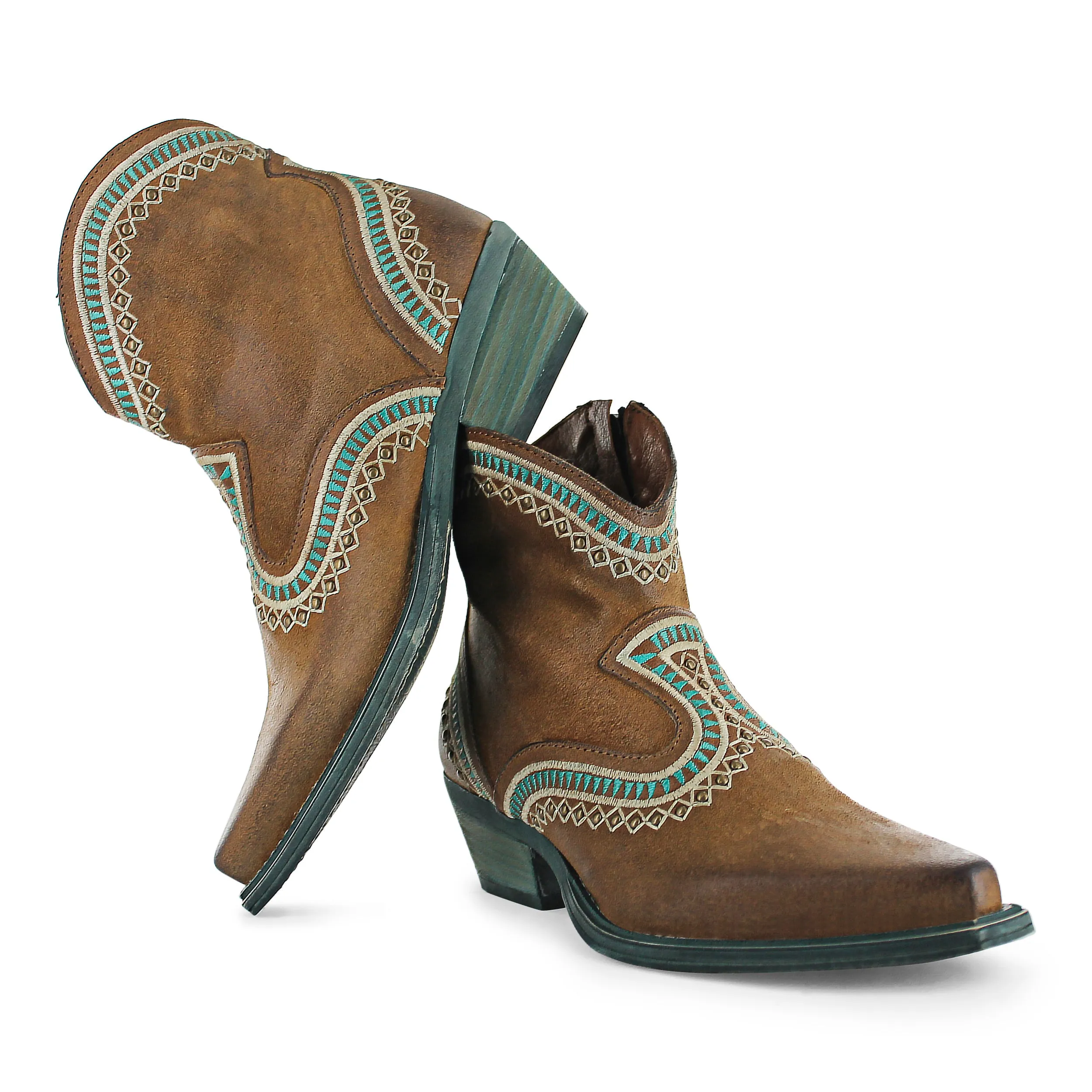 Apache04 - Brown Ankle Western Turquoise