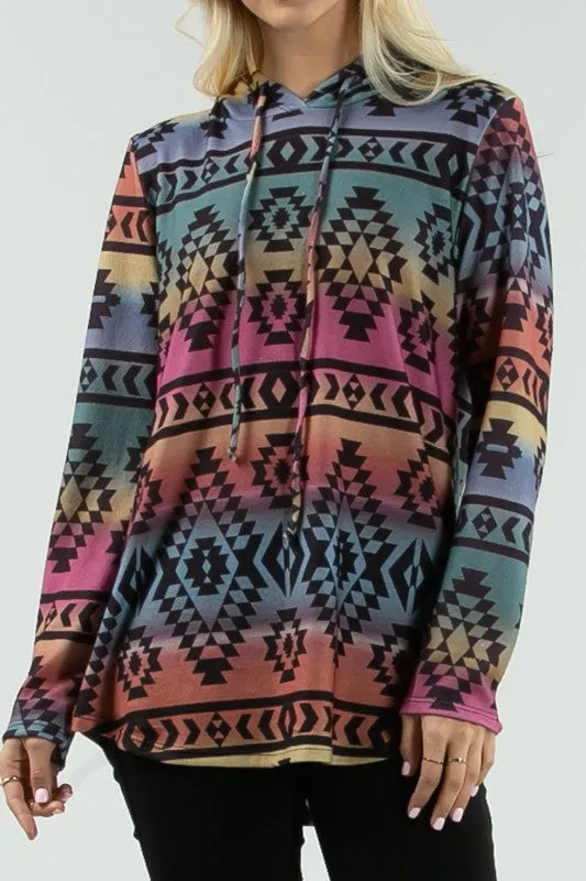 AV-X167-VICTORIA-PLUS-TRIBAL PRINT ULTRA SOFT MULTI COLOR HACCI BRUSH HOODIE.-3-2-1