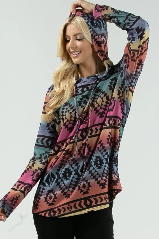 AV-X167-VICTORIA-PLUS-TRIBAL PRINT ULTRA SOFT MULTI COLOR HACCI BRUSH HOODIE.-3-2-1