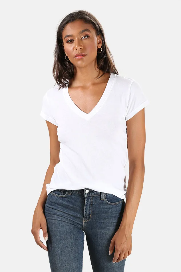 Becca V Neck Tee White