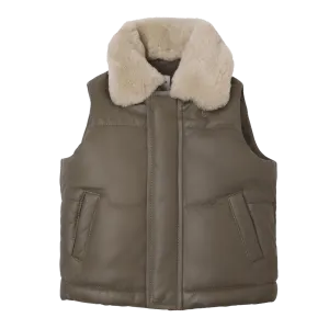 Bees Leather Bodywarmer | Dark Taupe Leather