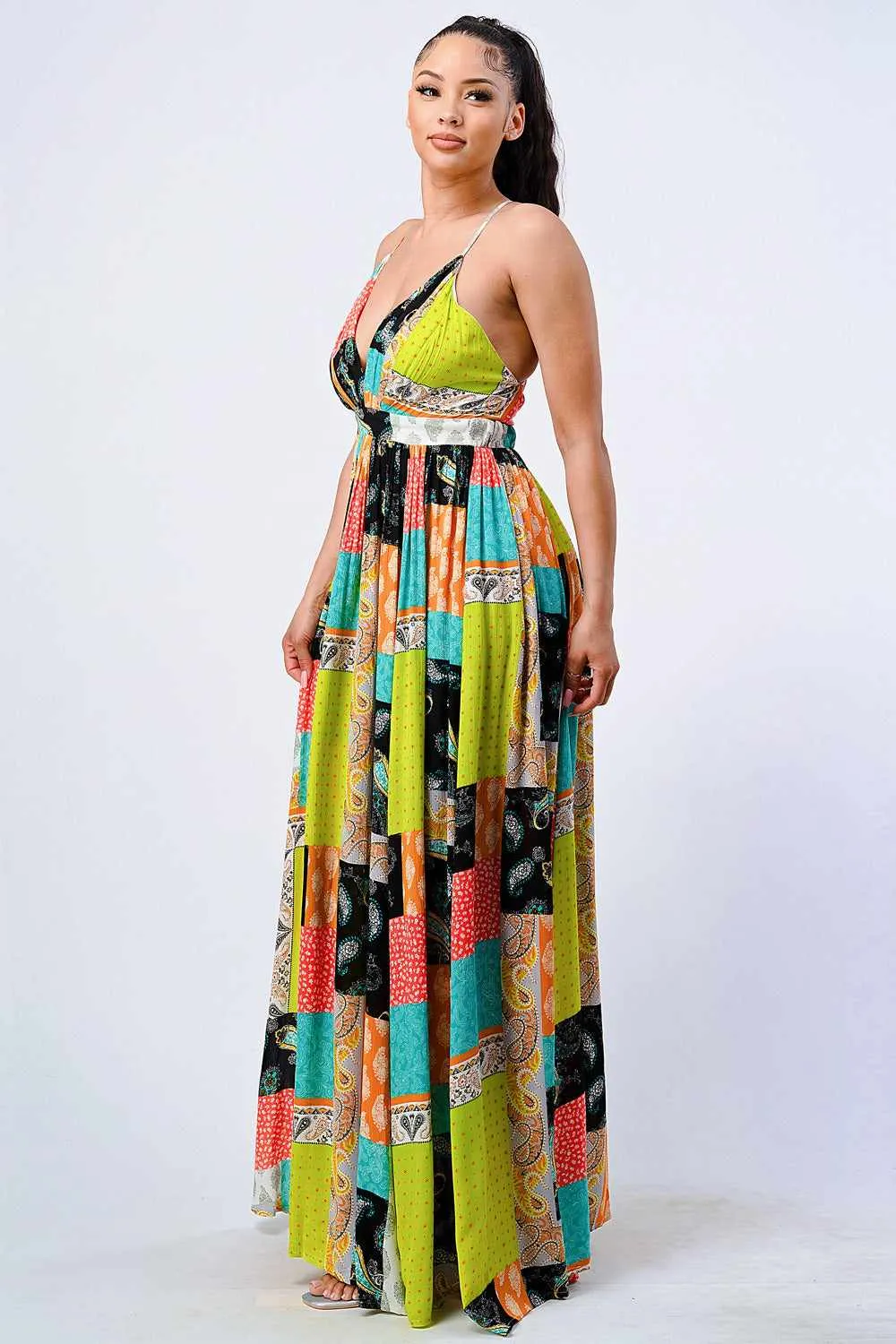 Boho Chic Crossed Back Maxi Dress