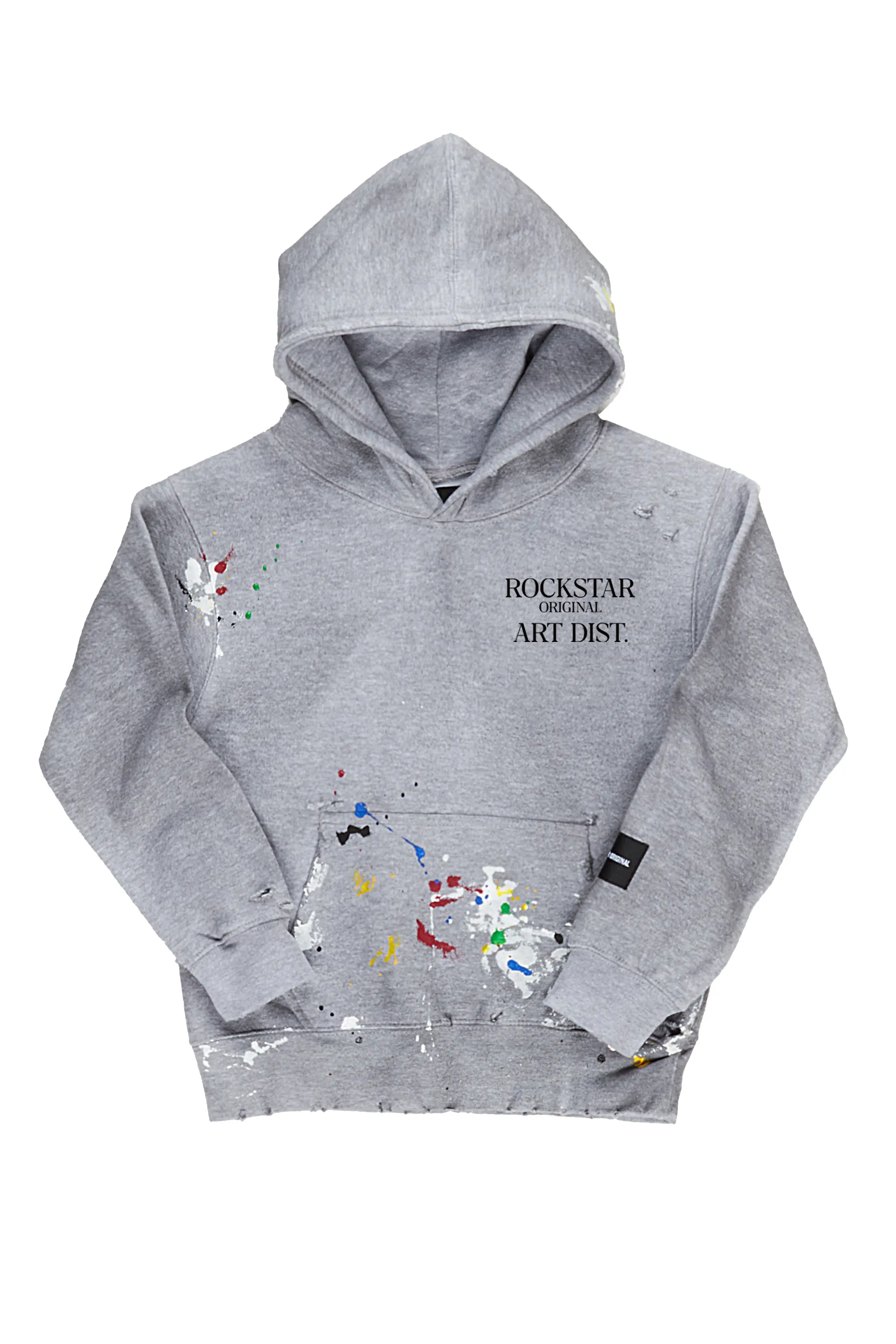 Boys Rockstar Art Dist. Grey Graphic Hoodie