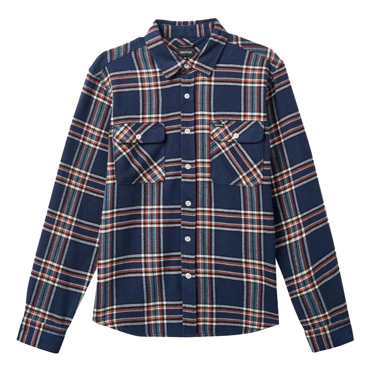 Brixton - Bowery Flannel Washed Navy/Off White/Terracotta