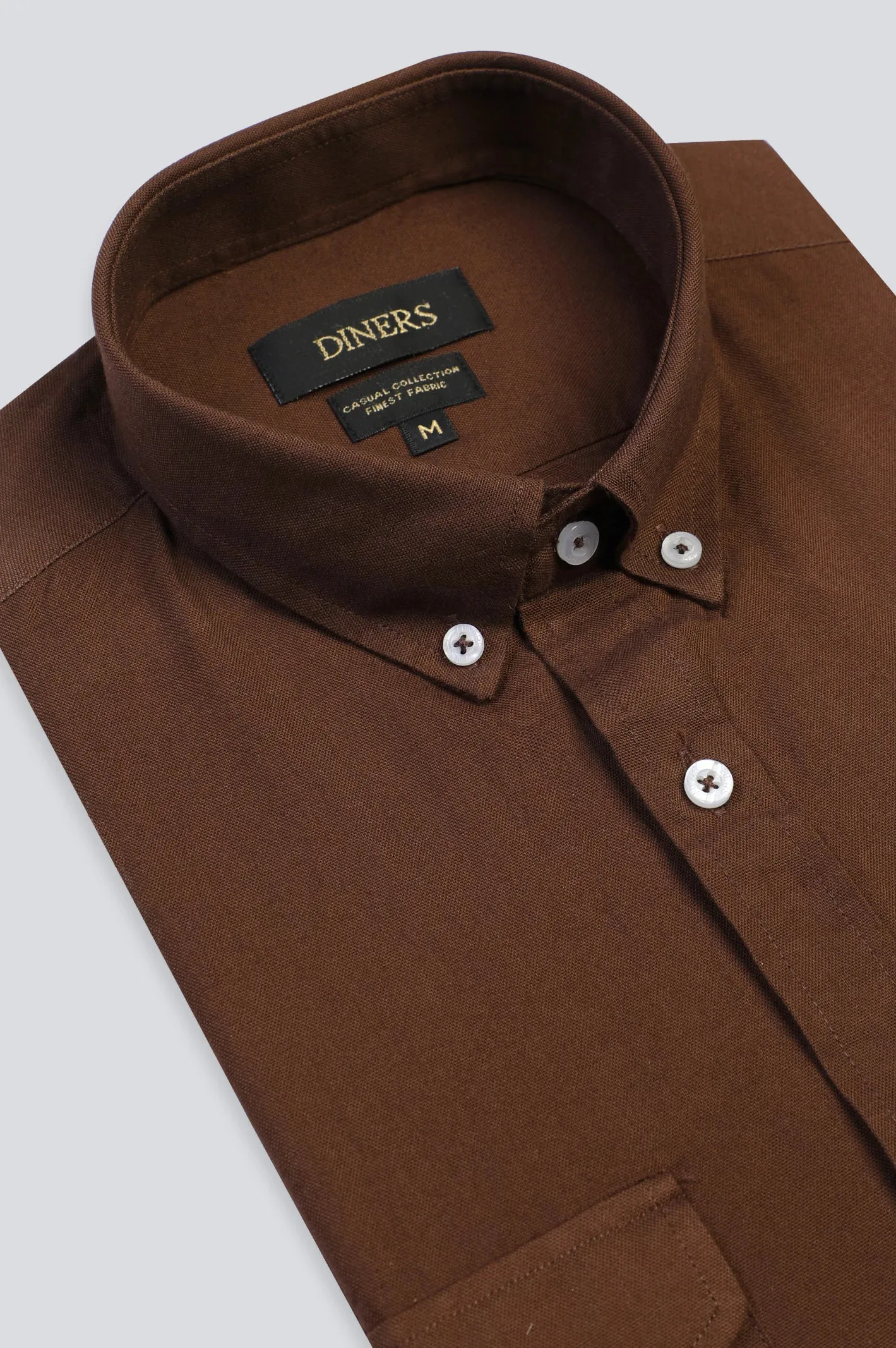 Brown Plain Casual Shirt