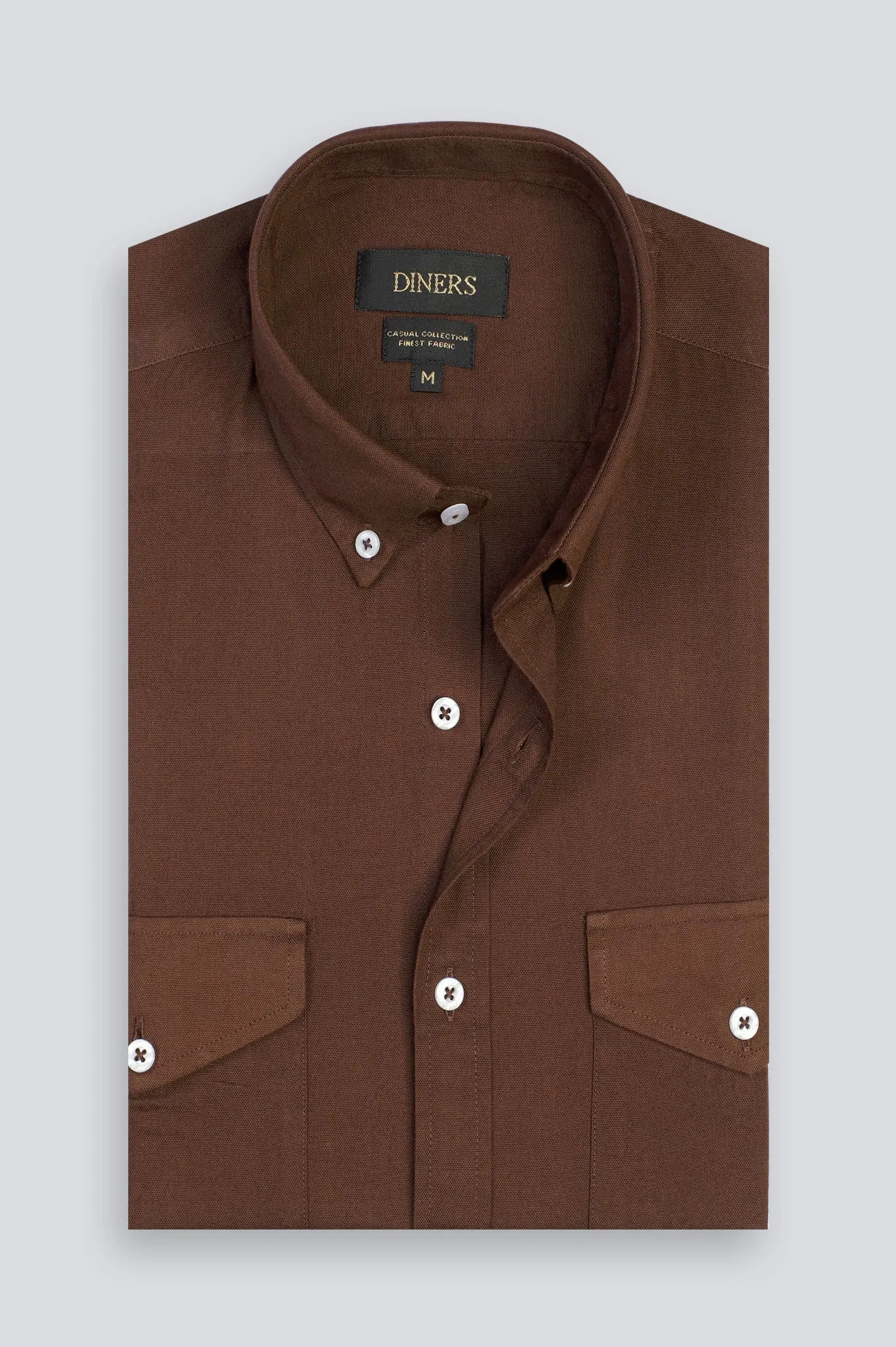 Brown Plain Casual Shirt