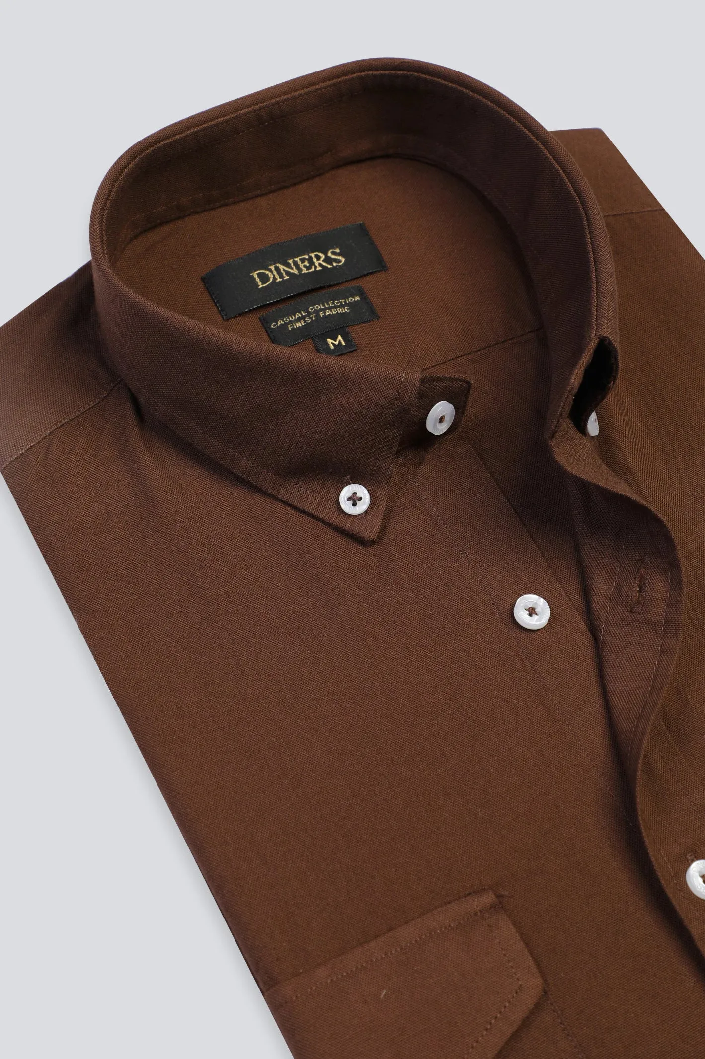 Brown Plain Casual Shirt