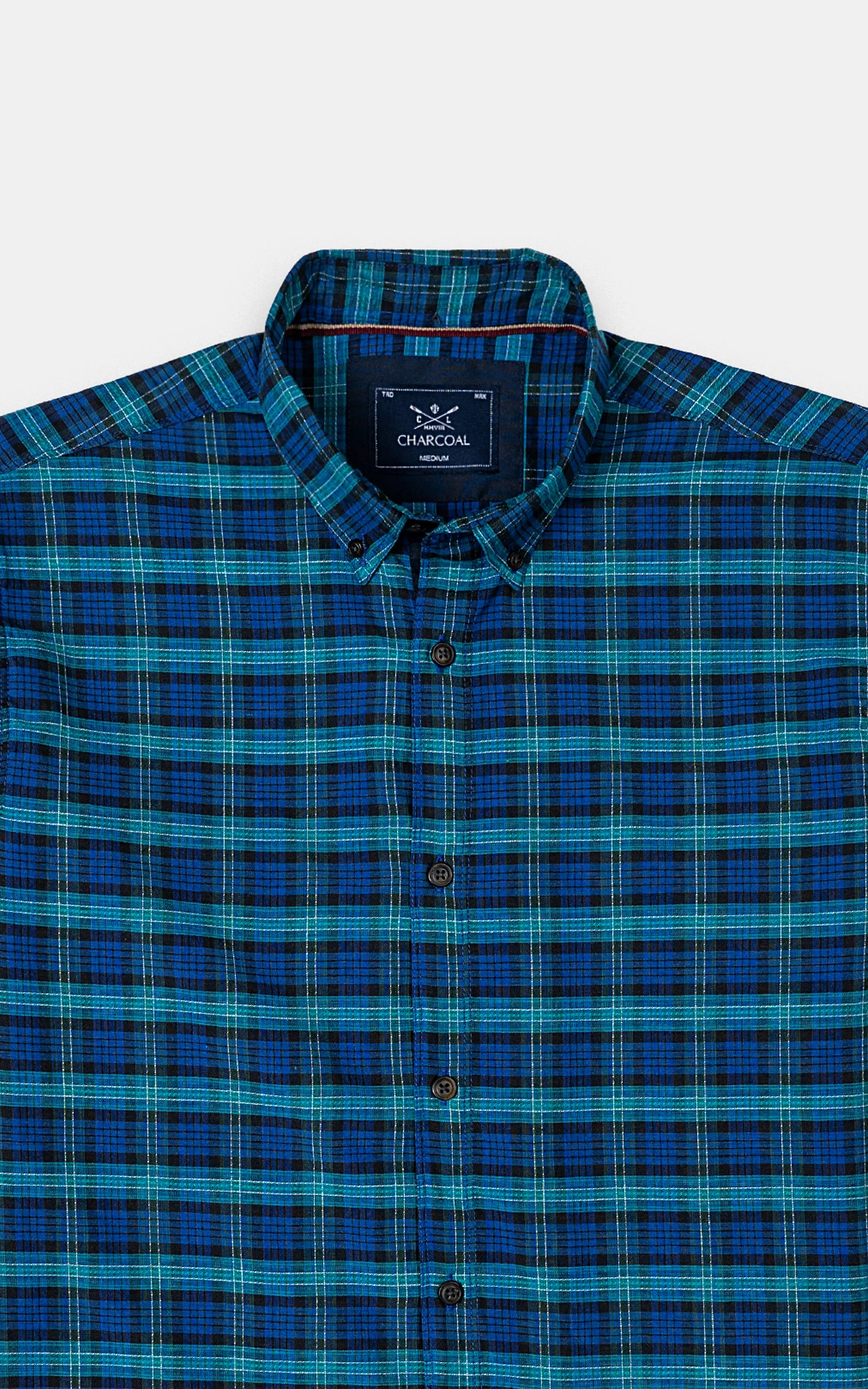 CASUAL SHIRT NAVY GREEN CHECK