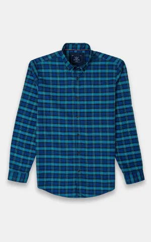 CASUAL SHIRT NAVY GREEN CHECK