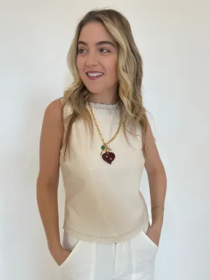 Cece Vegan Leather Sleeveless Top - Cream