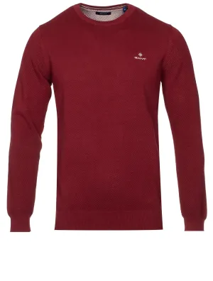 Cotton Piqué Crew Neck Sweater Cabernet Red