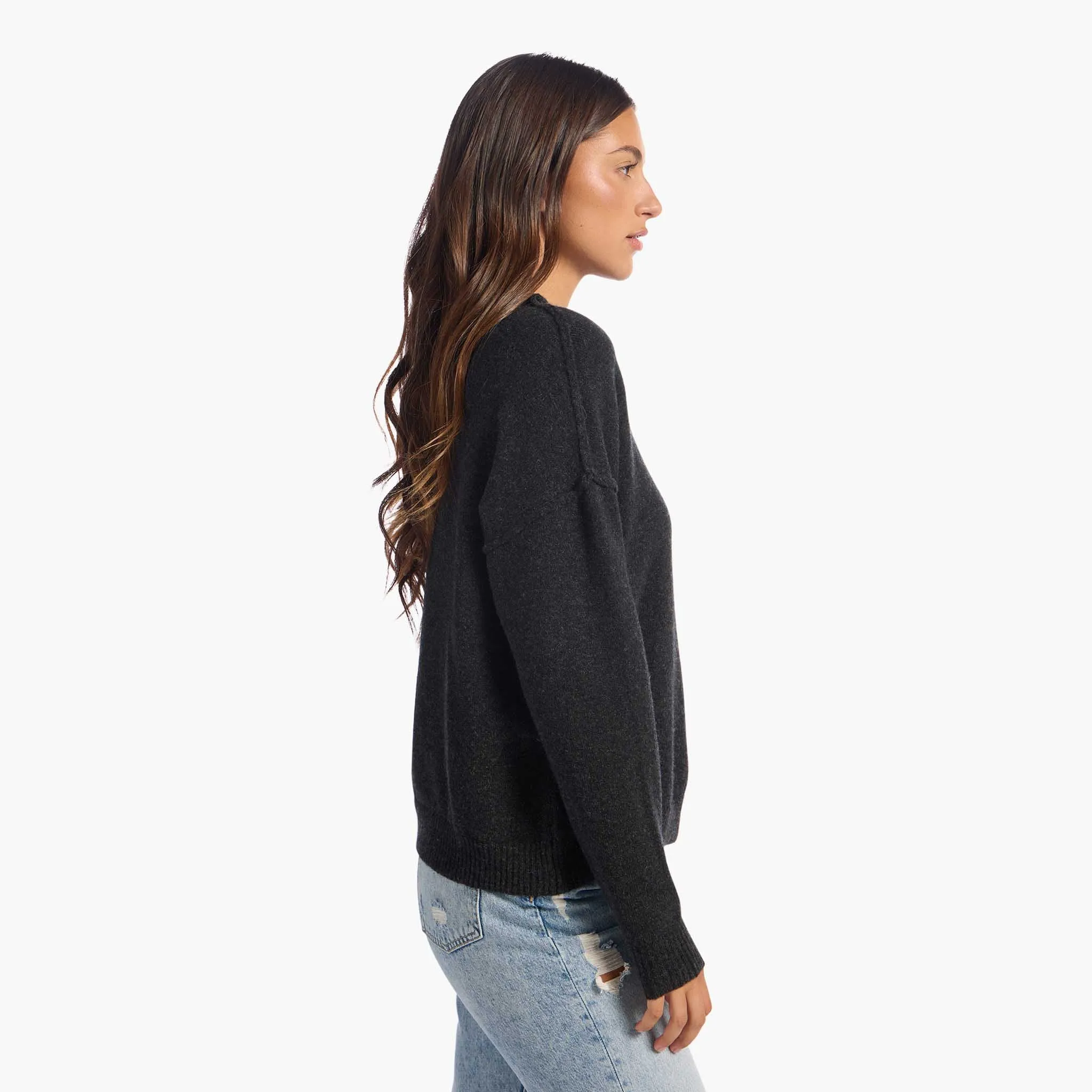 Cozy Knit Mock Neck Sweater | Black