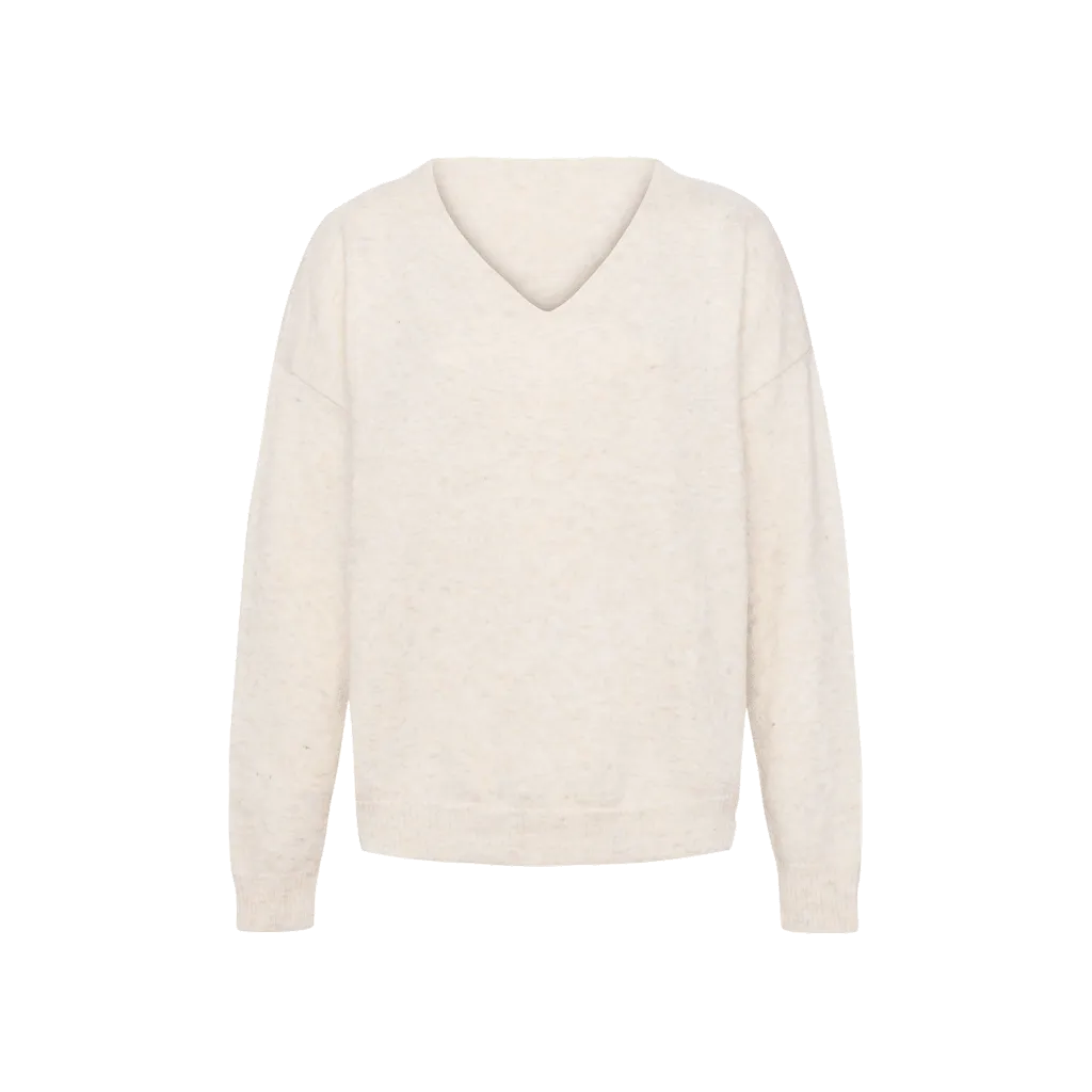 Cozy Knit V-Neck Sweater | Heather Bone