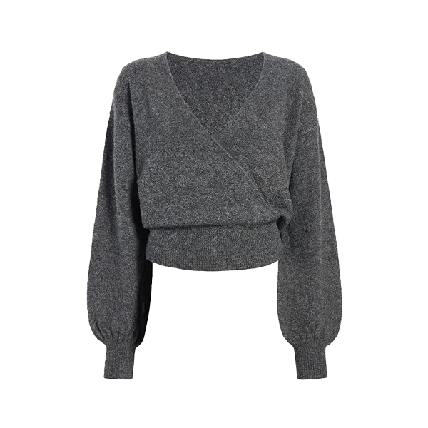 Cozy Knit Wrap Sweater | Charcoal