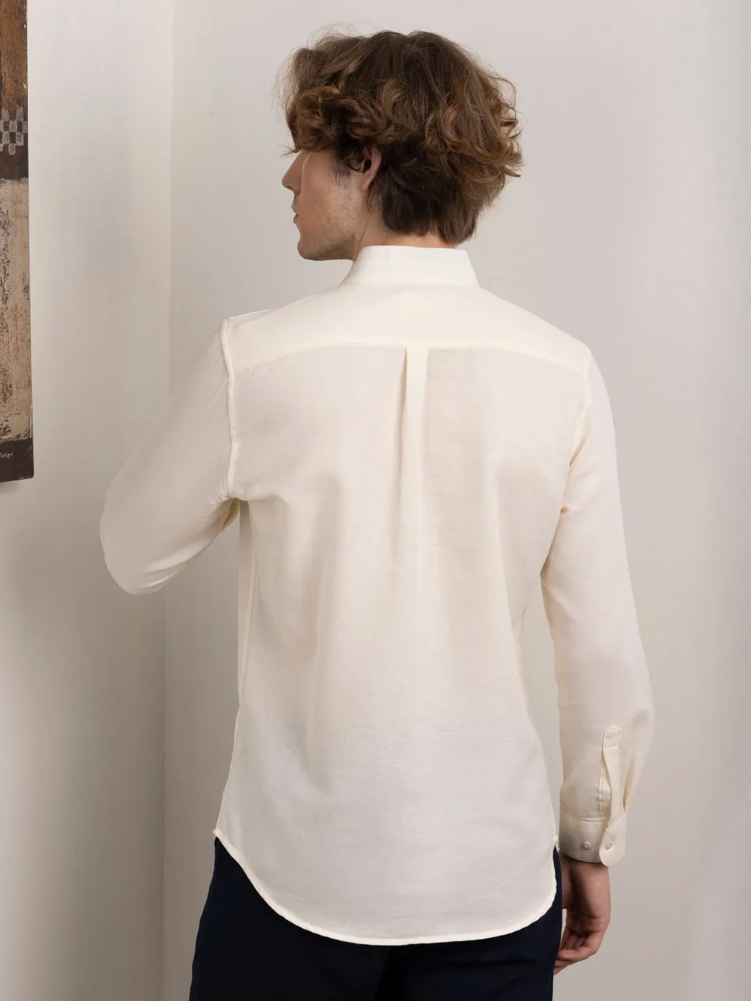 Cream Chinese Collar Shirt