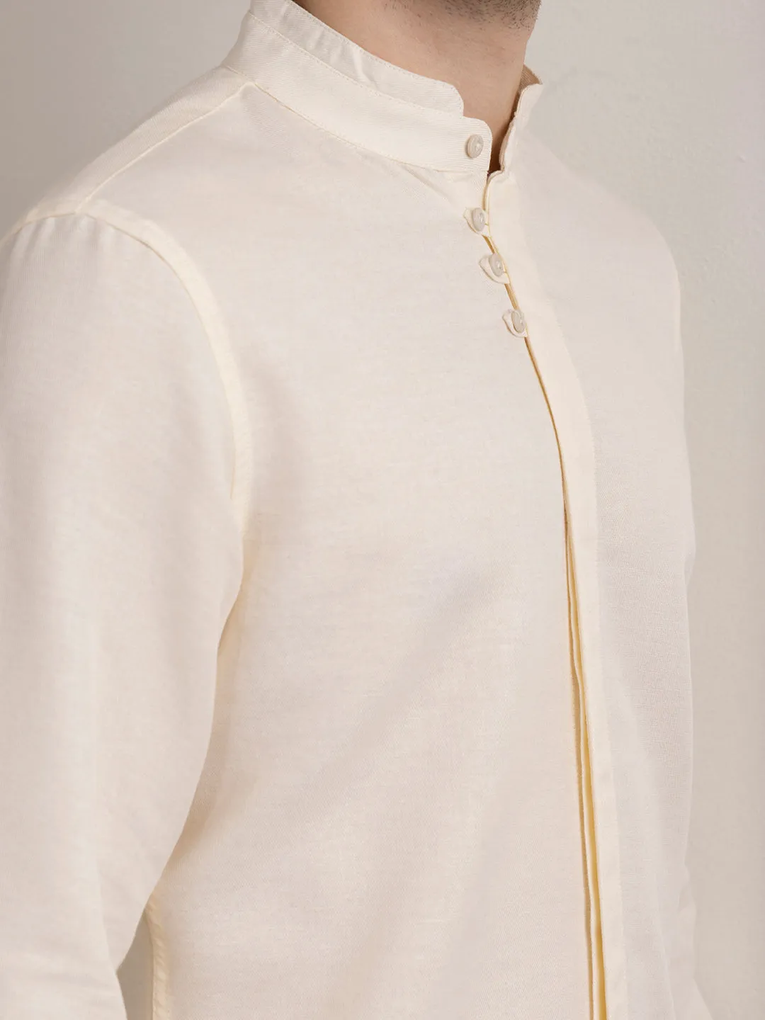 Cream Chinese Collar Shirt