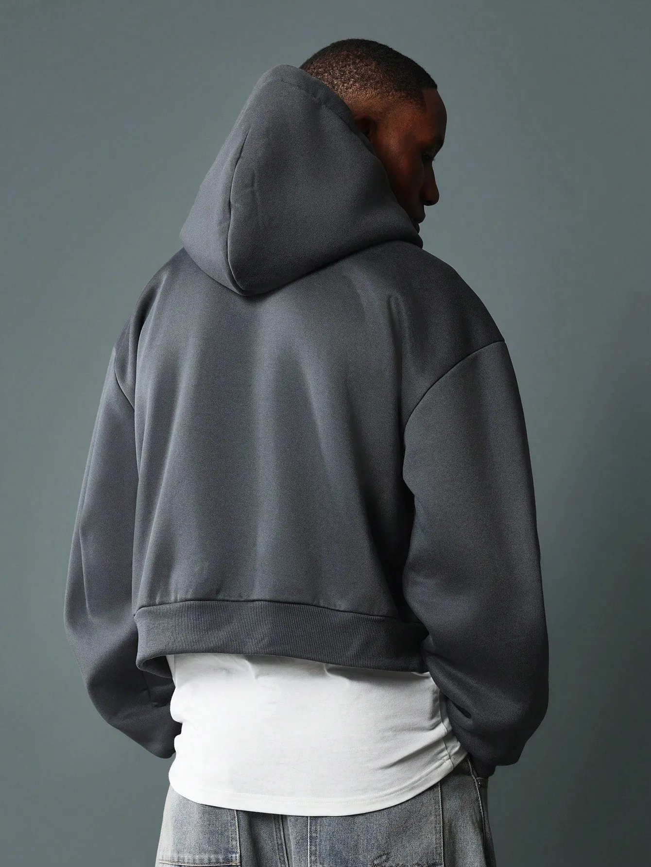 Crop Fit Zip-Up Hoodies With Badge & Drawcords