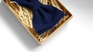 Dark Blue Linen Bow Tie - Stylish for Men, Boys, and Babies at Weddings