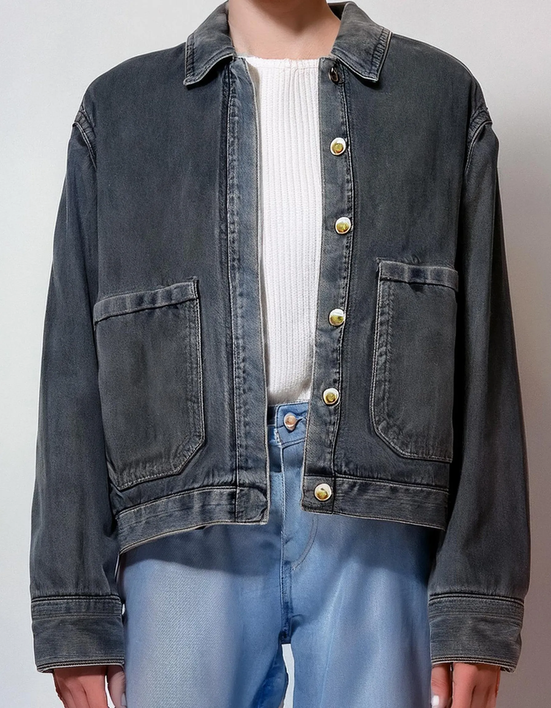 Distressed Medium Wash Denim Jacket