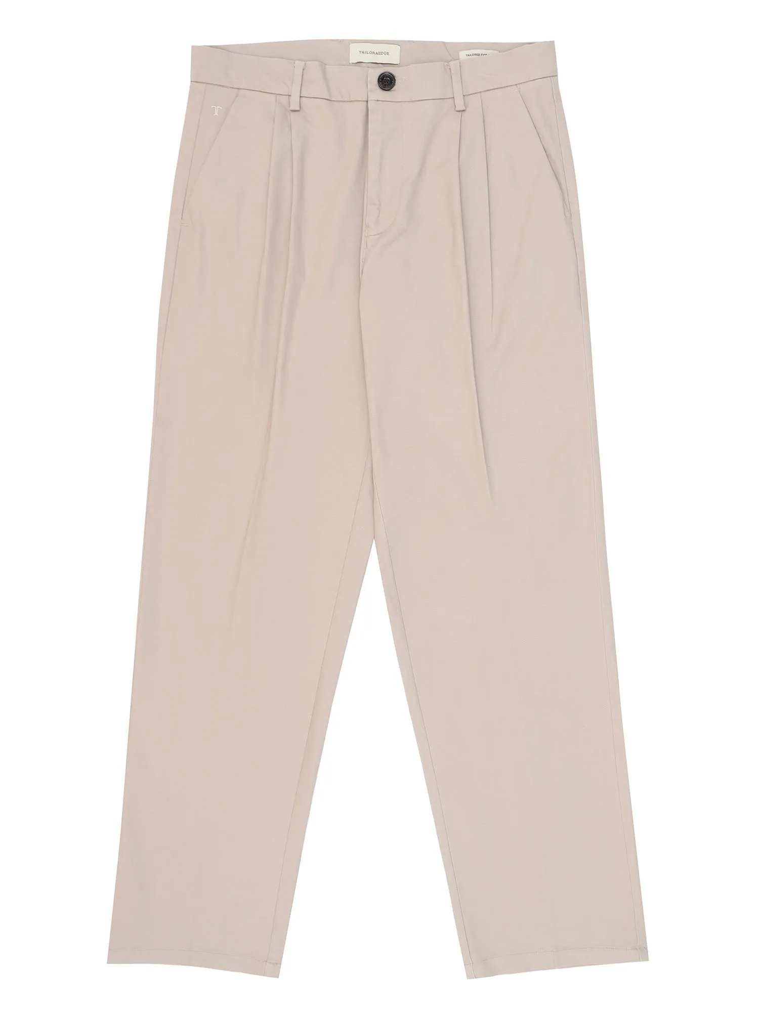 Duca Double Pleated Beige Relaxed Pant