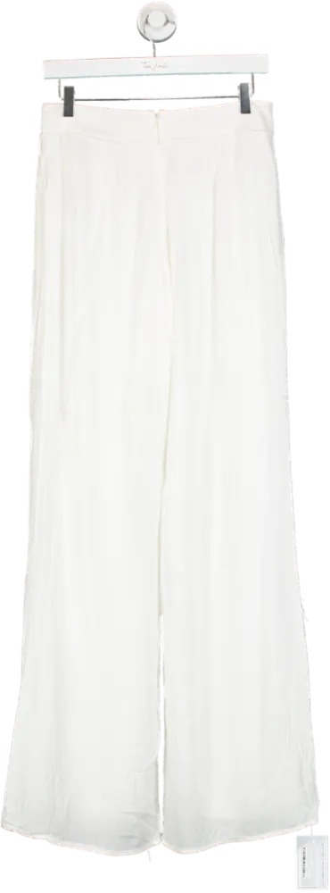 Fashion Nova White Wide-Leg Trousers Size UK M