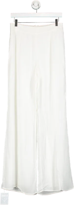 Fashion Nova White Wide-Leg Trousers Size UK M