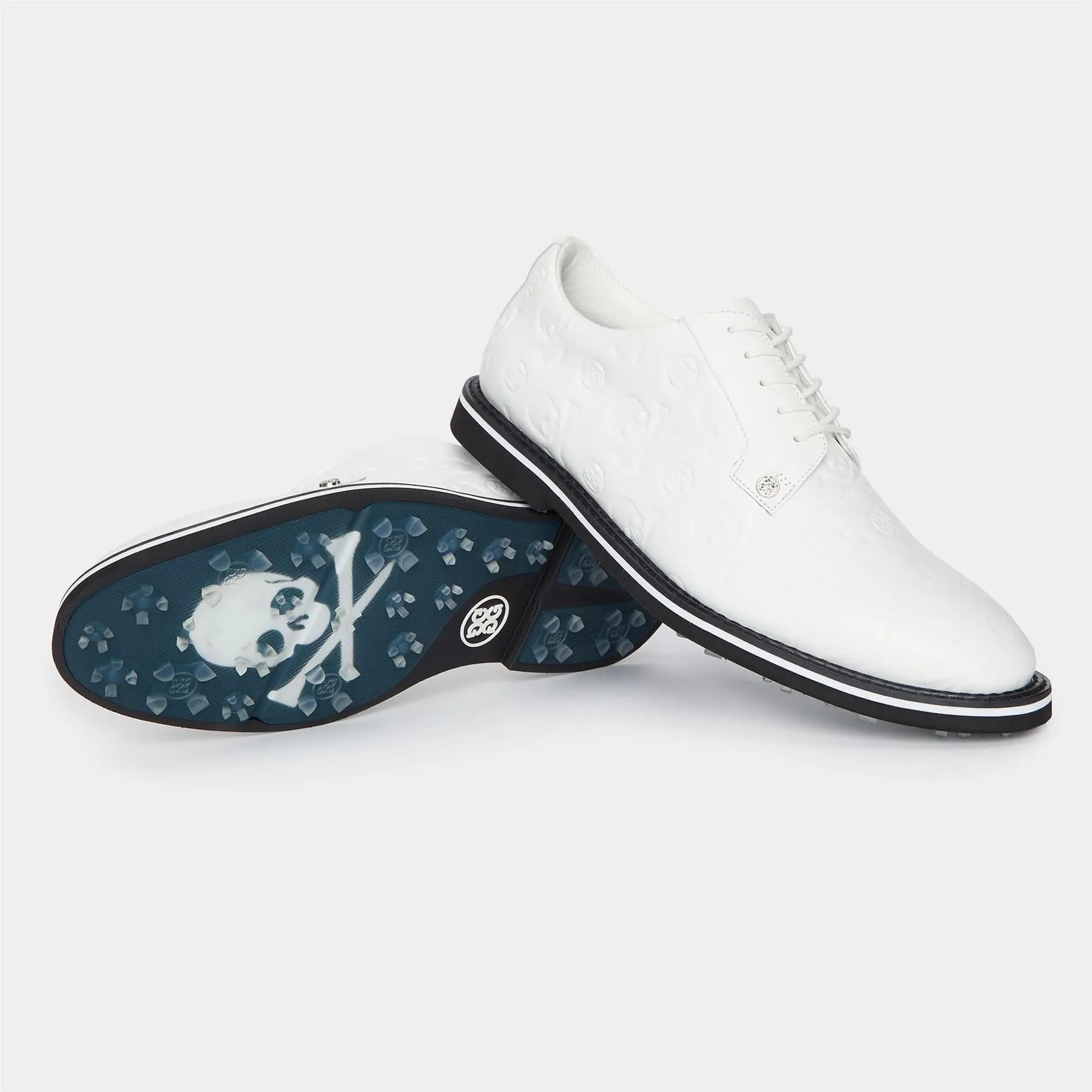 Gallivanter Debossed Skull & Tees Leather Golf Shoe Snow/Onyx - AW24