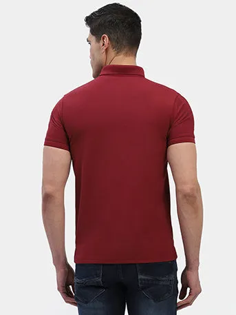 Hummel Men Maroon Swift Sports Polo Collar Tshirt