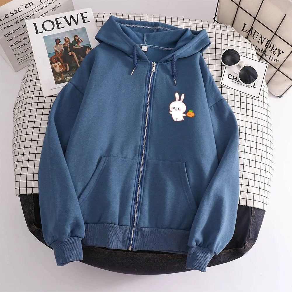 Joyful Bun Bun the Bunny Soft Zip-Up Hoodie