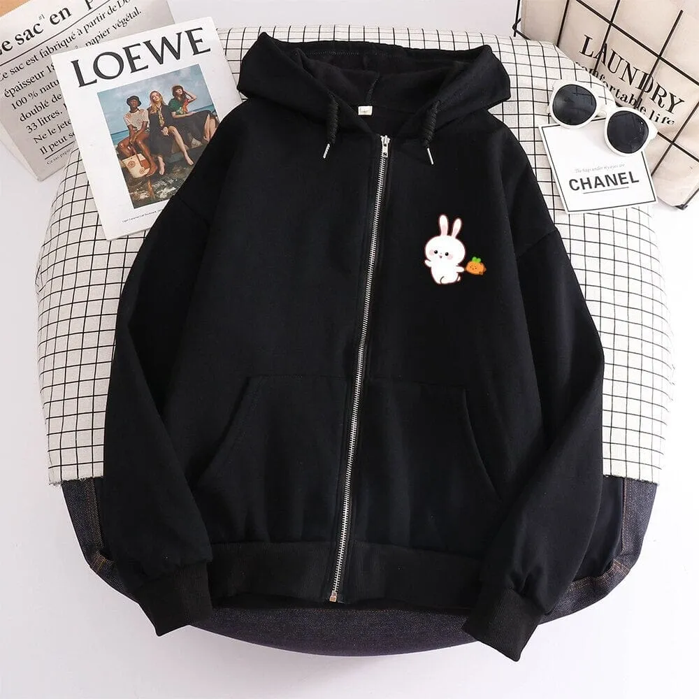 Joyful Bun Bun the Bunny Soft Zip-Up Hoodie