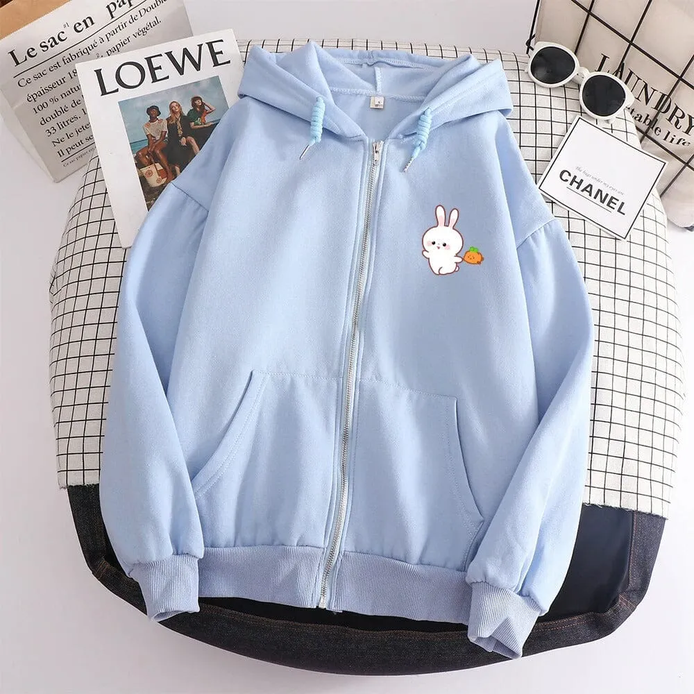 Joyful Bun Bun the Bunny Soft Zip-Up Hoodie