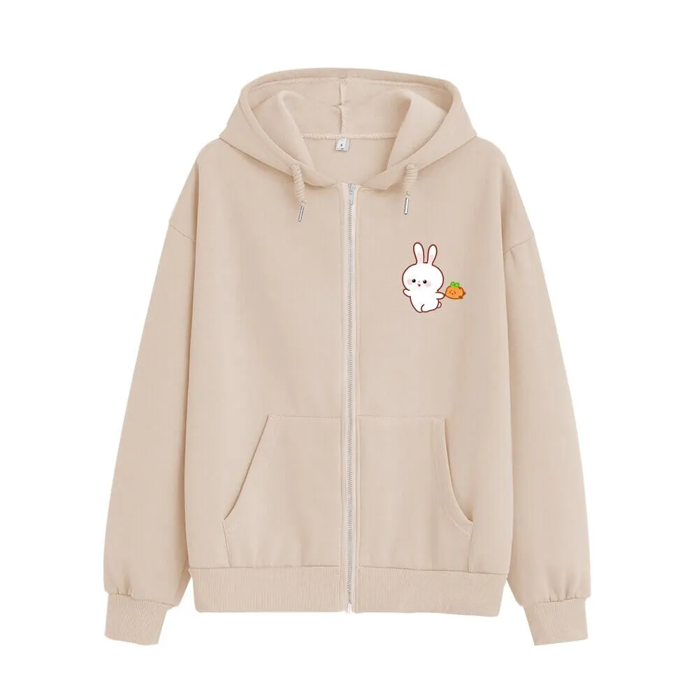 Joyful Bun Bun the Bunny Soft Zip-Up Hoodie