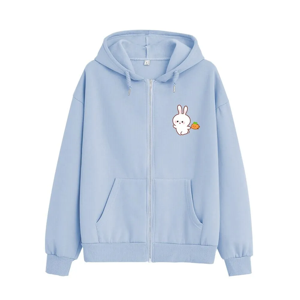 Joyful Bun Bun the Bunny Soft Zip-Up Hoodie