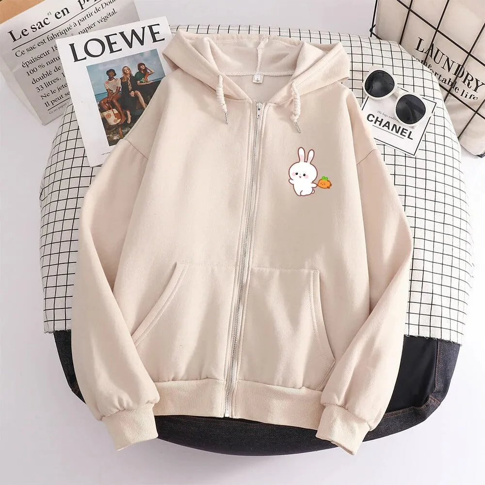 Joyful Bun Bun the Bunny Soft Zip-Up Hoodie