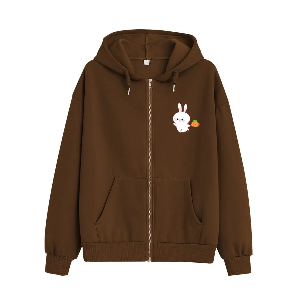 Joyful Bun Bun the Bunny Soft Zip-Up Hoodie