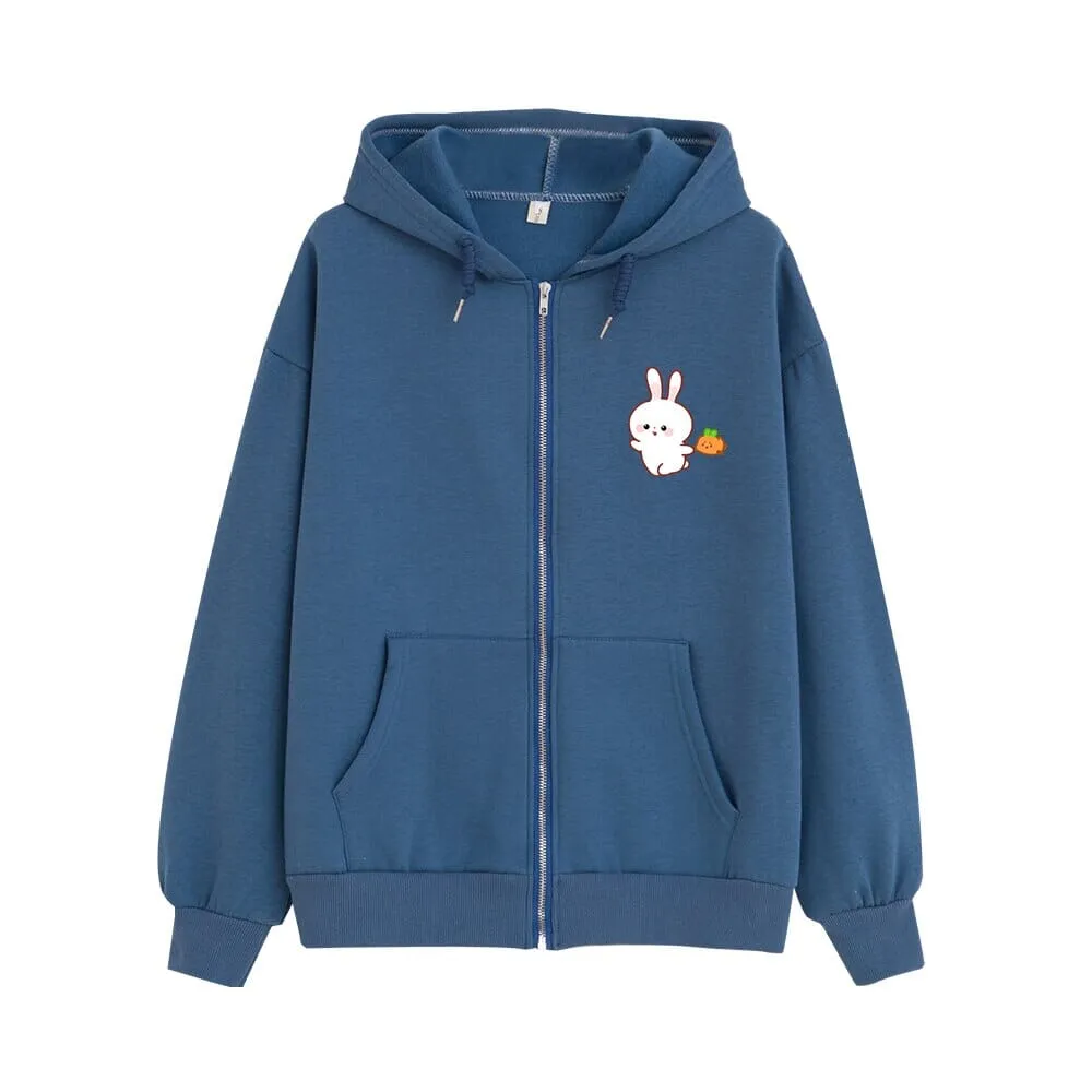 Joyful Bun Bun the Bunny Soft Zip-Up Hoodie