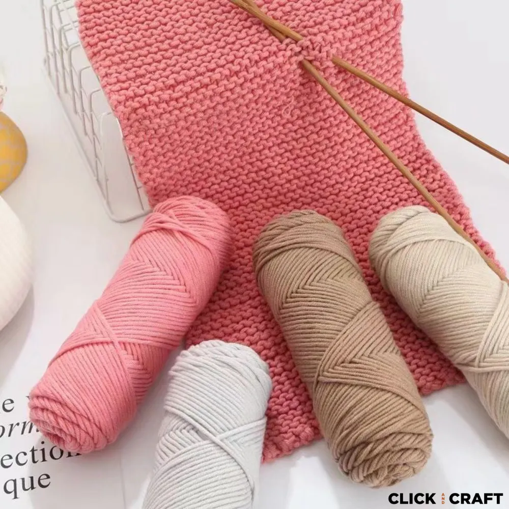 Light Pink Knitting Cotton Yarn | 8-ply Light Worsted Double Knitting