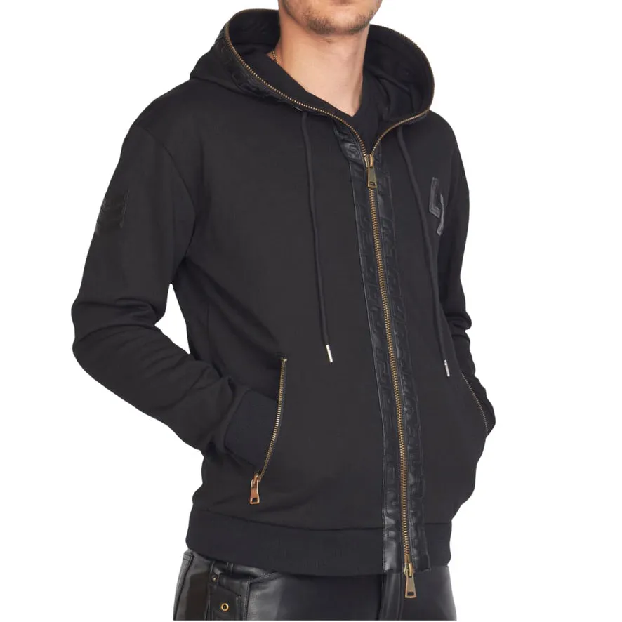 LOCKED & LOADED: Faux Leather Full Zip Hoodie LLFZ1025500