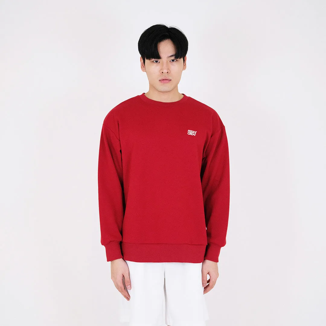 Men Embroidery Oversized Sweatshirt - Dark Red - SM2311170C