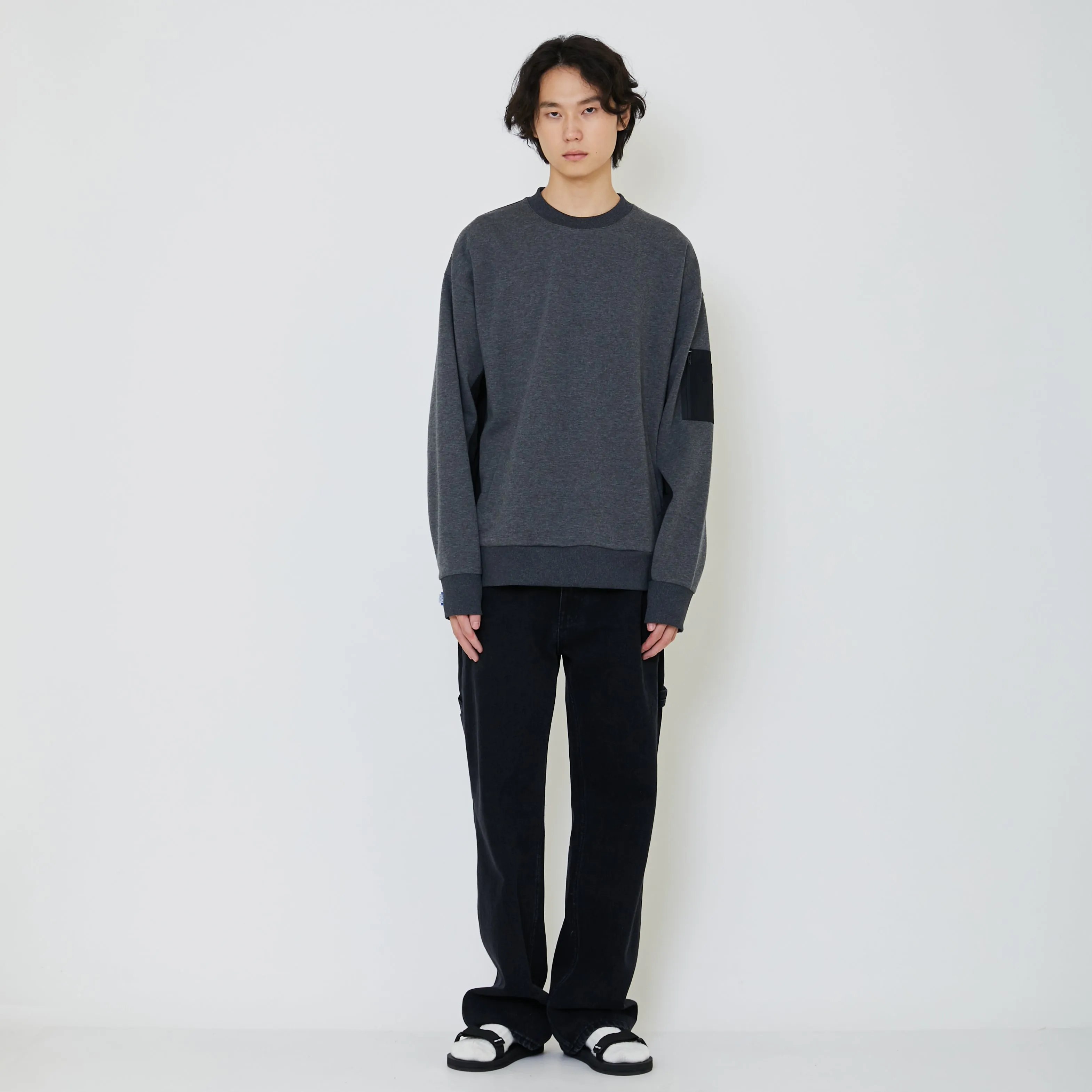 Men Oversized Sweatshirt - Dark Melange - SM2402031B