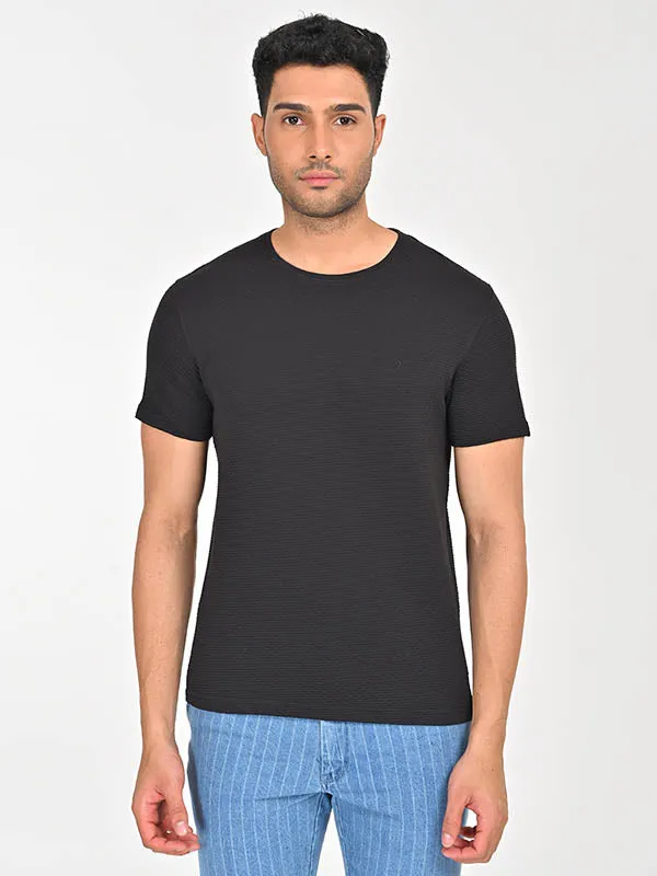 Men Textured Crew Neck T-Shirt