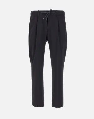 Men's Blue Crepe Trousers with Drawstring