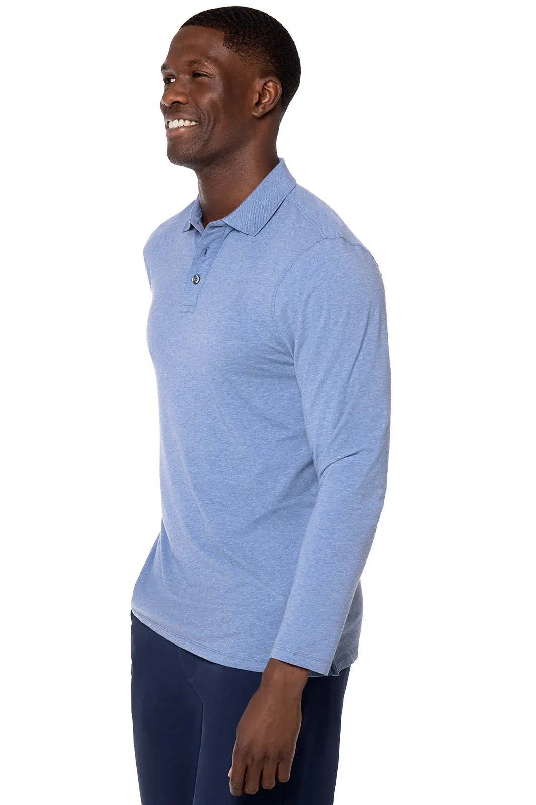 Men's Coppitt Long Sleeve Weekend Polo  | Pacific Blue Heather