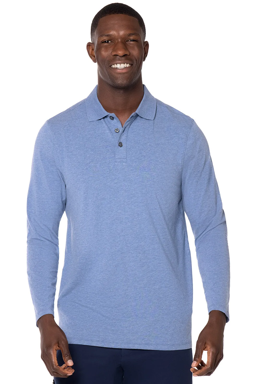 Men's Coppitt Long Sleeve Weekend Polo  | Pacific Blue Heather