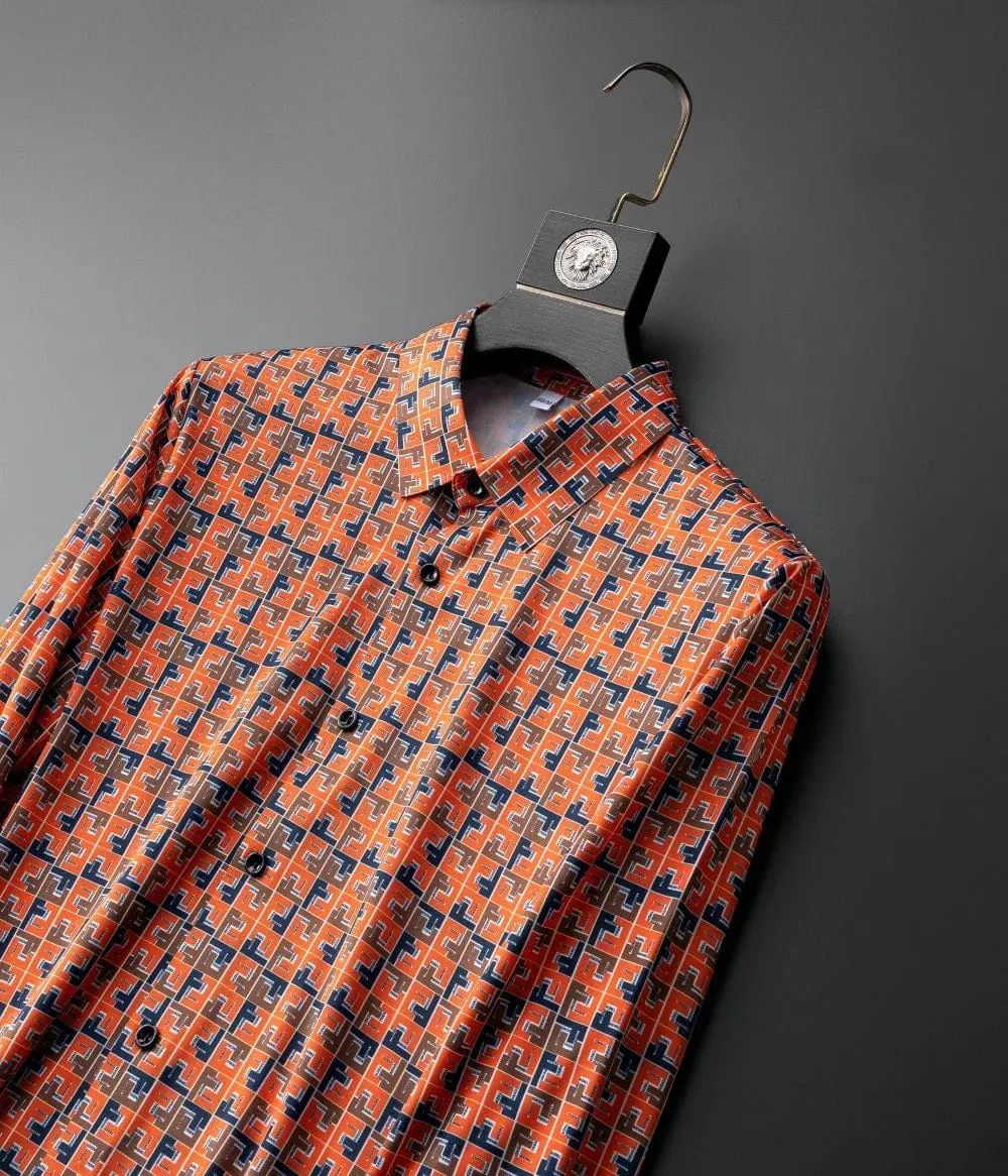 Men's Luxury Letter Print Shirt | Versatile Long-Sleeve Casual Office Wear