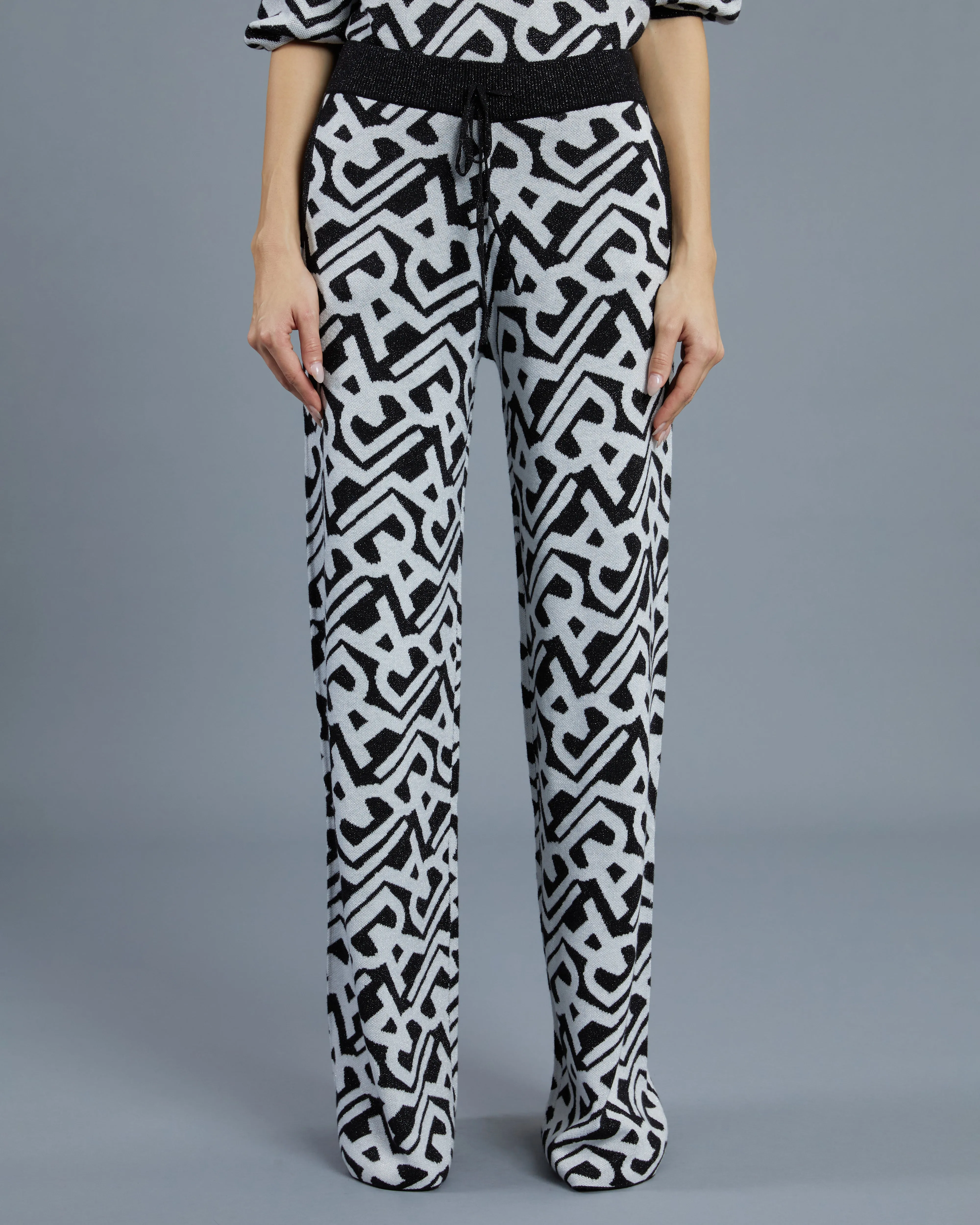 Metallic Patterned Knit Trousers