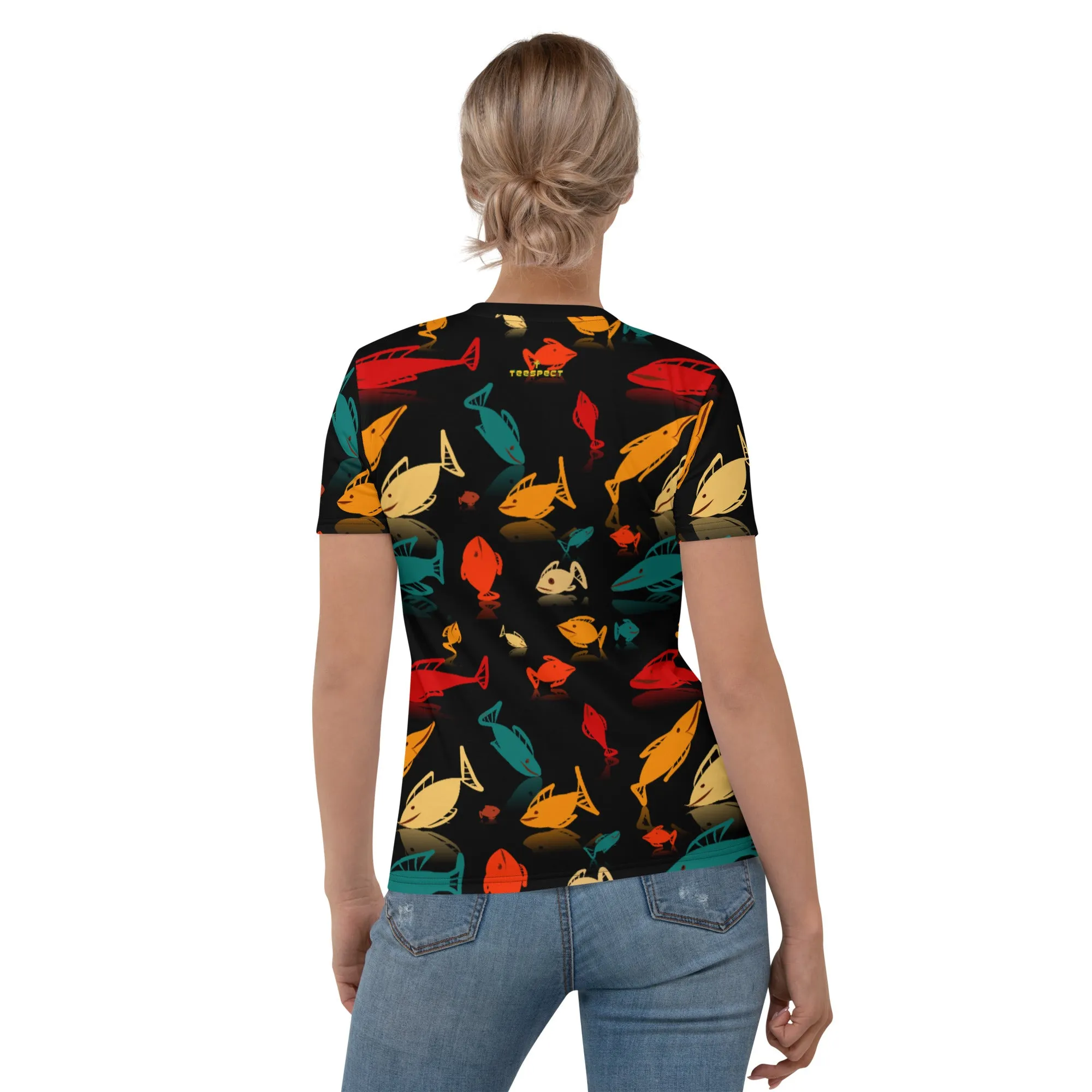 Multi-Color Fish Mania Women's Crew Neck T-Shirt