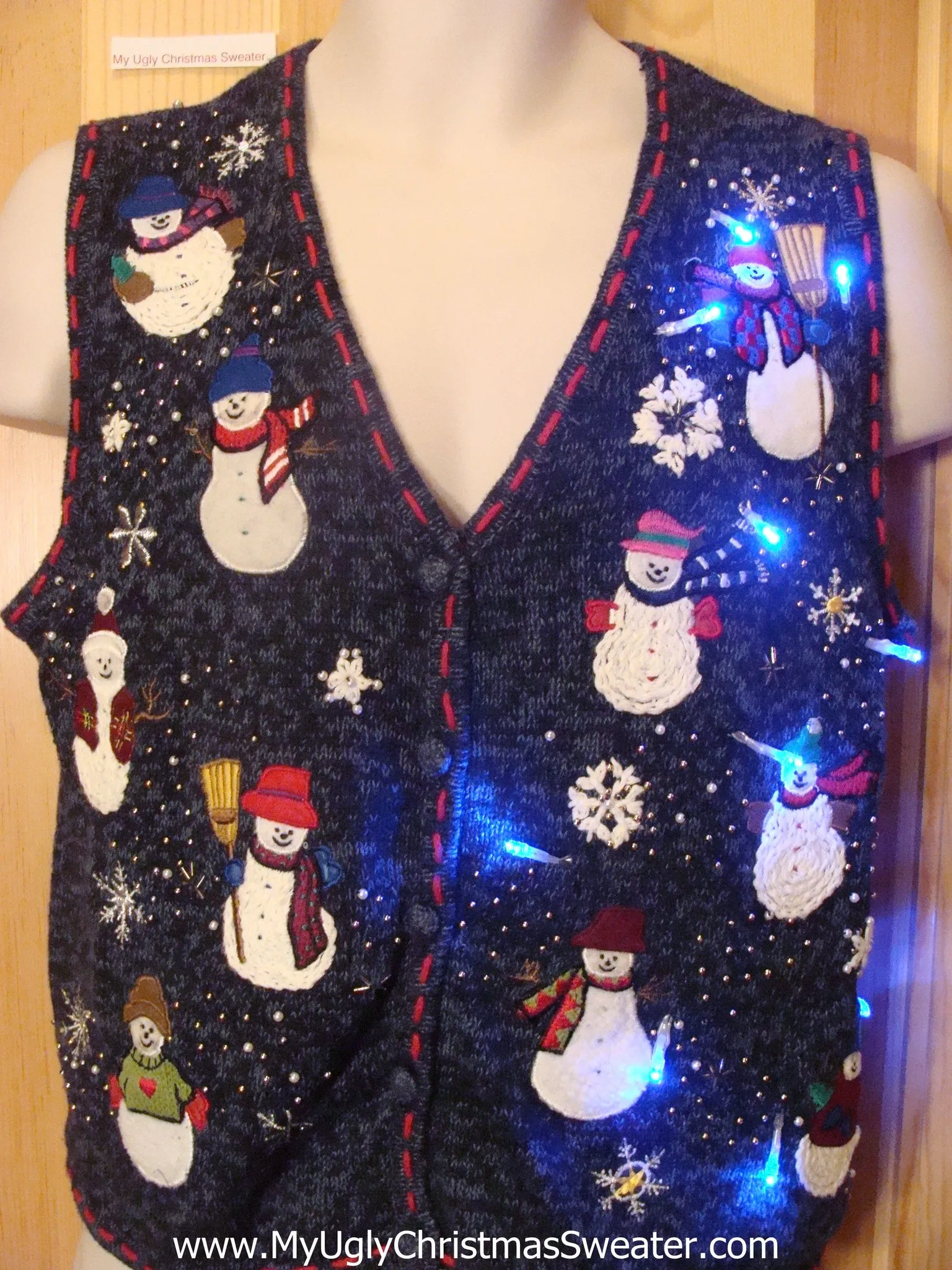 Need to Buy Christmas Sweaters? Light Up Sweater Vest with Snowmen